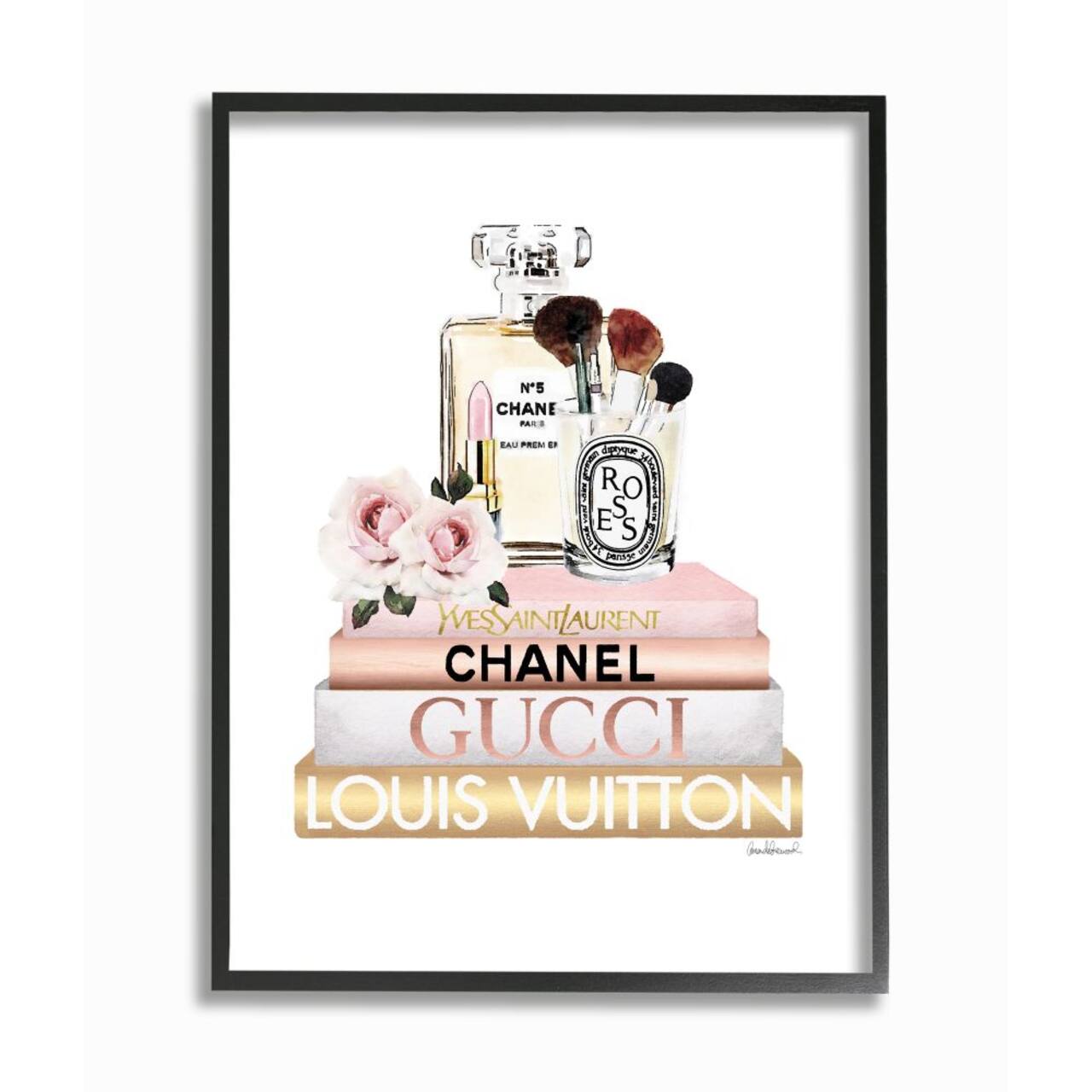 Stupell Industries Fashion Essentials with Iconic Glam Brands Framed Wall Art